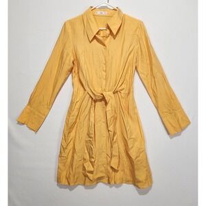 MNG by Mango Women's Casual Dressy Button-Up Yellow Dress Size 4